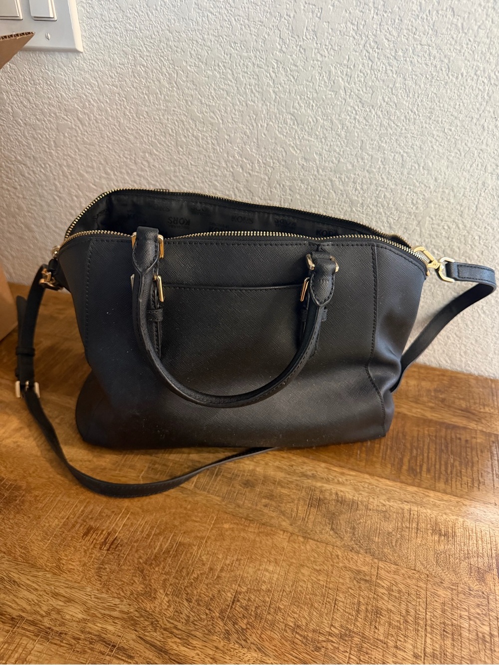 Michael Kors Black Saffiano Satchel with Gold Hardware - Picture 3 of 3